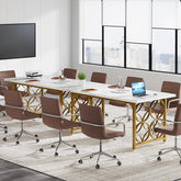 White & Gold Conference Table – Modern Office Meeting Desk for 4-6 People | Elegant Boardroom Furniture