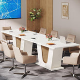 OfficeIn 55" Modern Conference Table – Rectangular Meeting Table for 4-6 People, Cream White