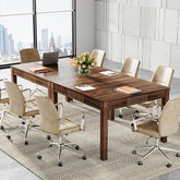 Square Office Meeting Table with Storage – Compact 4-Person Conference Table with Drawers & Solid Wood Legs