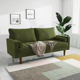 Contemporary Sofa with Mid-Century Touch – Velvet Upholstery, Solid Hardwood Frame & Tapered Wood Legs for Office Spaces