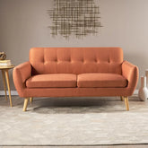 Mid-Century Modern Tufted Loveseat – Durable Polyester Fabric, Plush Cushions & Sturdy Wood Frame for Stylish Living Spaces