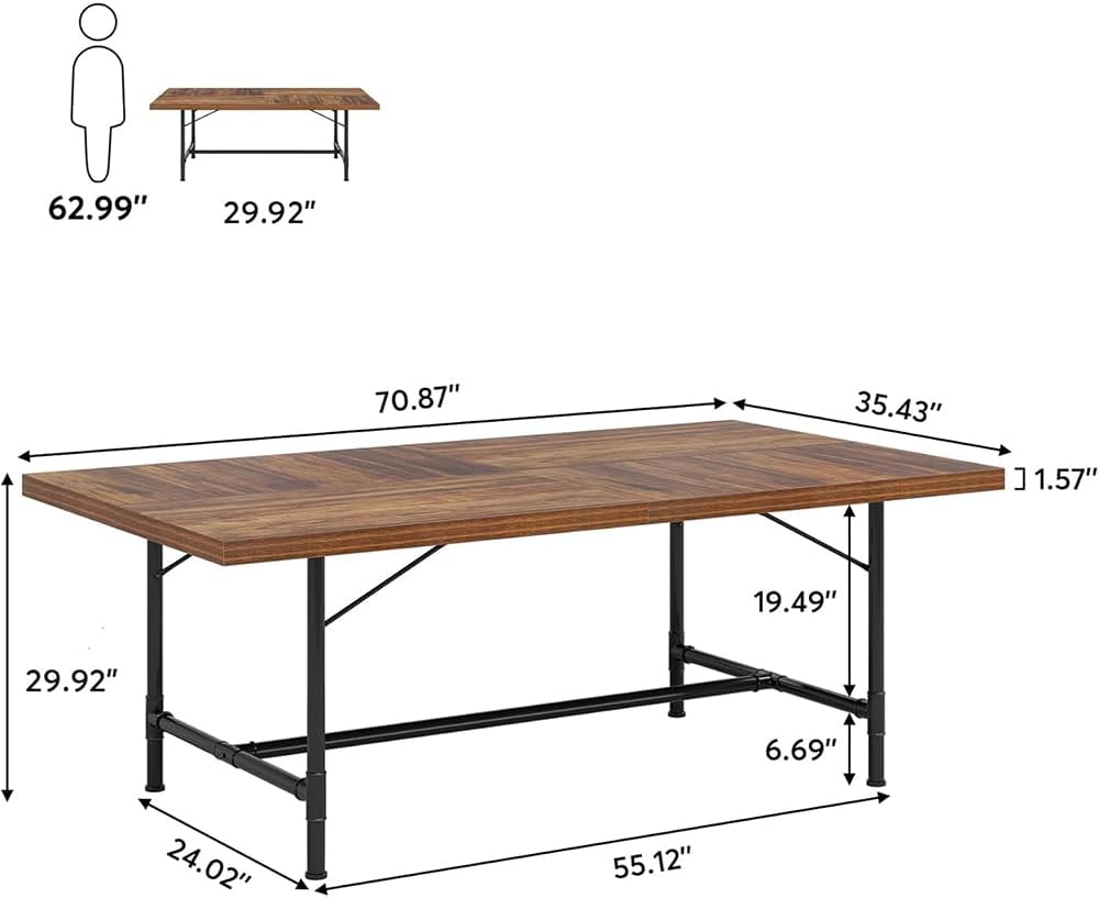 OfficeIn 6FT Conference Table – Rustic Meeting & Boardroom Desk (70.8” x 35.4”)