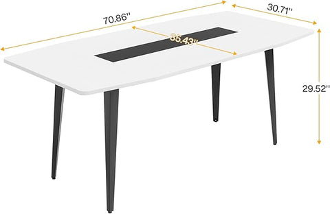 OfficeIn 70” Executive Desk – Modern Office Computer Desk with Sturdy Metal Legs, Large Boat-Shaped Workstation for Home Office
