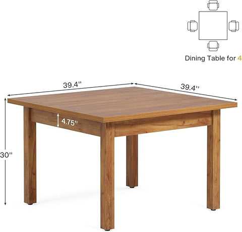 OfficeIn 39.4" Square Conference Table – Compact 4-Person Meeting Table with Solid Wood Legs & Thickened Tabletop