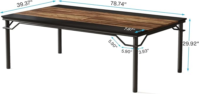 OfficeIn 78.74” Executive Desk – Extra Large Computer Desk Workstation, Modern Business Furniture for Home Office, Rustic Brown/Black