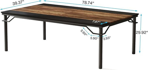 OfficeIn 78.74” Executive Desk – Extra Large Computer Desk Workstation, Modern Business Furniture for Home Office, Rustic Brown/Black