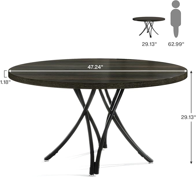 OfficeIn 47" Round Conference Table – Modern Black Business Meeting Table