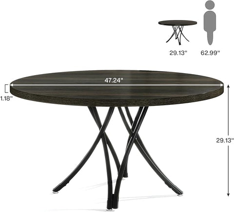 OfficeIn 47" Round Conference Table – Modern Black Business Meeting Table