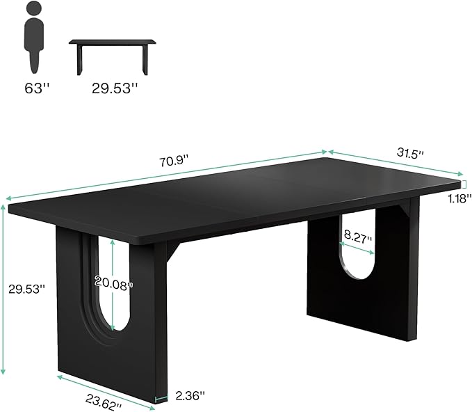 OfficeIn 70.9” Modern Executive Desk – Large Office Computer Desk & Conference Table, Simple Workstation Business Furniture for Home Office