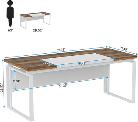 OfficeIn 63” Modern Conference Table – 5FT Meeting Table for Home Office, Business Training & Seminar, Stylish Metal Legs (Oak Karo & White)