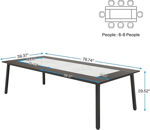 6.56FT Conference Table – 78.74'' Large Meeting Table for 8–10 People, Sturdy Office & Boardroom Desk for Business Seminars