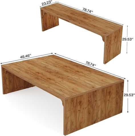 Large Conference Table – Rectangular Meeting Table for 10–14 People, Business Boardroom & Office Seminar Desk (2-Piece Set)