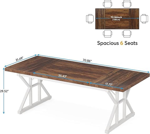 OfficeIn 70.8" Executive Desk – Large Modern Office Workstation (Brown/White)