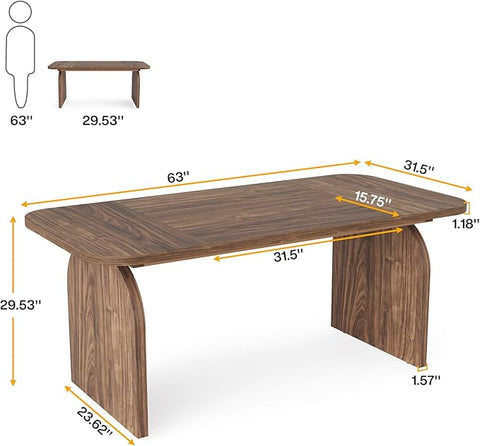 OfficeIn 63” Wood Executive Desk – Large Rectangular Computer Workstation, Retro Crafting Table, Business Furniture for Home Office