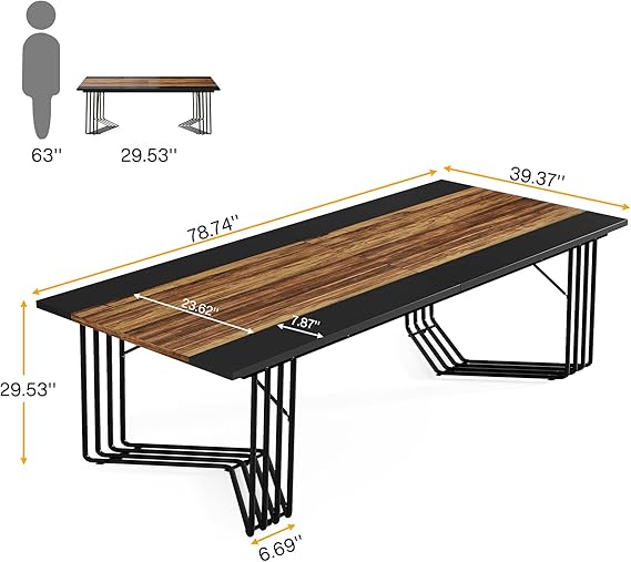 OfficeIn 79" Large Conference Table – Modern Meeting & Podcast Table for 8-10 People