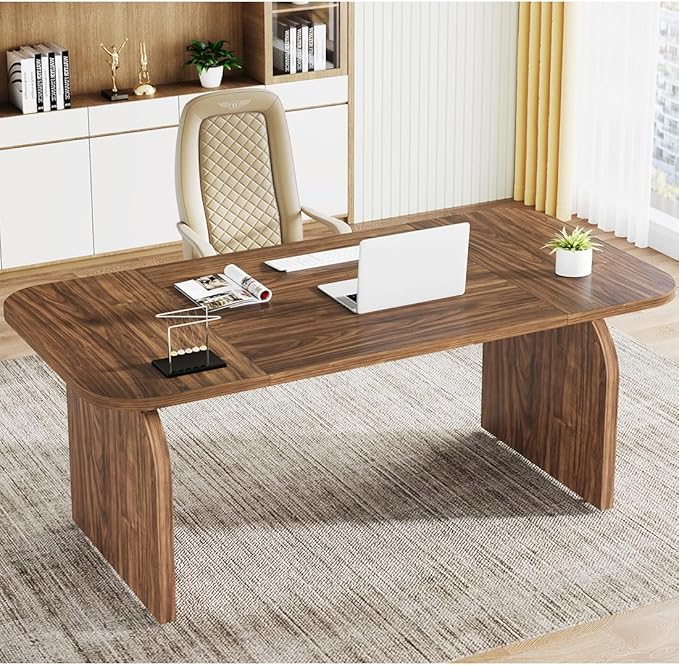 OfficeIn 63” Wood Executive Desk – Large Rectangular Computer Workstation, Retro Crafting Table, Business Furniture for Home Office