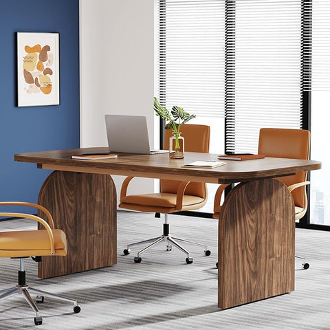 OfficeIn 63” Wood Executive Desk – Large Rectangular Computer Workstation, Retro Crafting Table, Business Furniture for Home Office