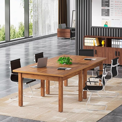 OfficeIn 39.4" Square Conference Table – Compact 4-Person Meeting Table with Solid Wood Legs & Thickened Tabletop