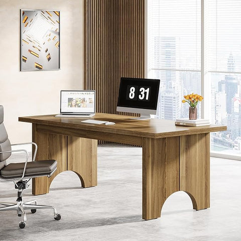 OfficeIn 63” Executive Desk – Large Wooden Office Desk with Double Pedestal, Modern Workstation & Study Writing Table for Home Office