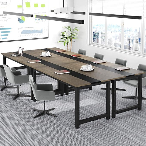 OfficeIn 70.8” Executive Desk – Large Home Office Workstation, Thick Frame, Vintage Grey/Black