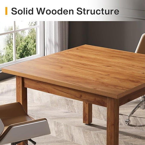 OfficeIn 39.4" Square Conference Table – Compact 4-Person Meeting Table with Solid Wood Legs & Thickened Tabletop