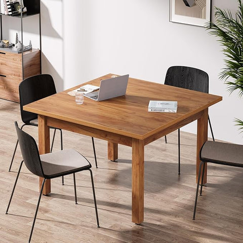 OfficeIn 39.4" Square Conference Table – Compact 4-Person Meeting Table with Solid Wood Legs & Thickened Tabletop