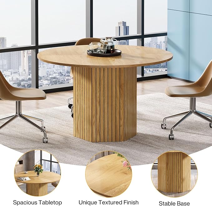 OfficeIn 47" Round Conference Table – Modern Meeting Table for 4-6 People