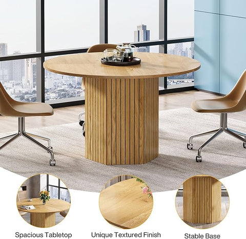OfficeIn 47" Round Conference Table – Modern Meeting Table for 4-6 People