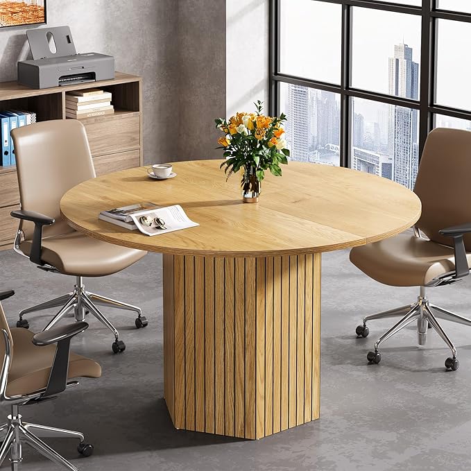 OfficeIn 47" Round Conference Table – Modern Meeting Table for 4-6 People
