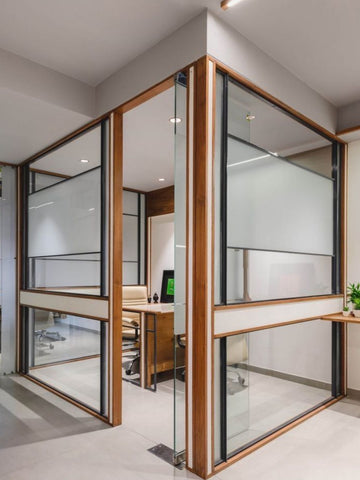 "Office In" - Urban Wood & 8mm Glass Partition
