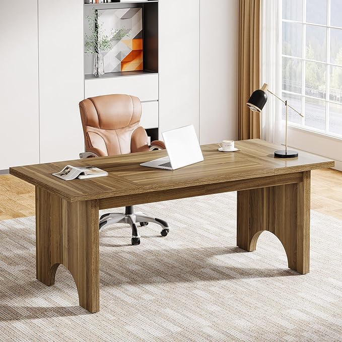 OfficeIn 63” Executive Desk – Large Wooden Office Desk with Double Pedestal, Modern Workstation & Study Writing Table for Home Office