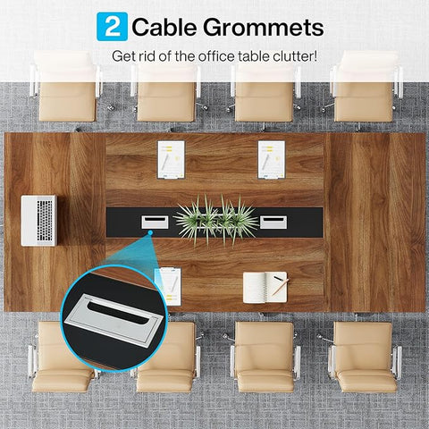 OfficeIn 8FT Conference Table – Large 10-Person Meeting & Podcast Table
