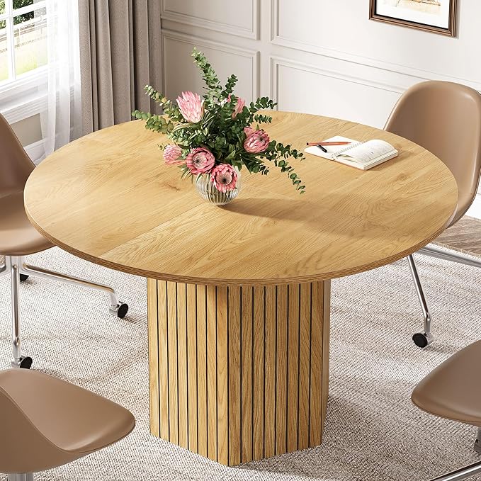 OfficeIn 47" Round Conference Table – Modern Meeting Table for 4-6 People