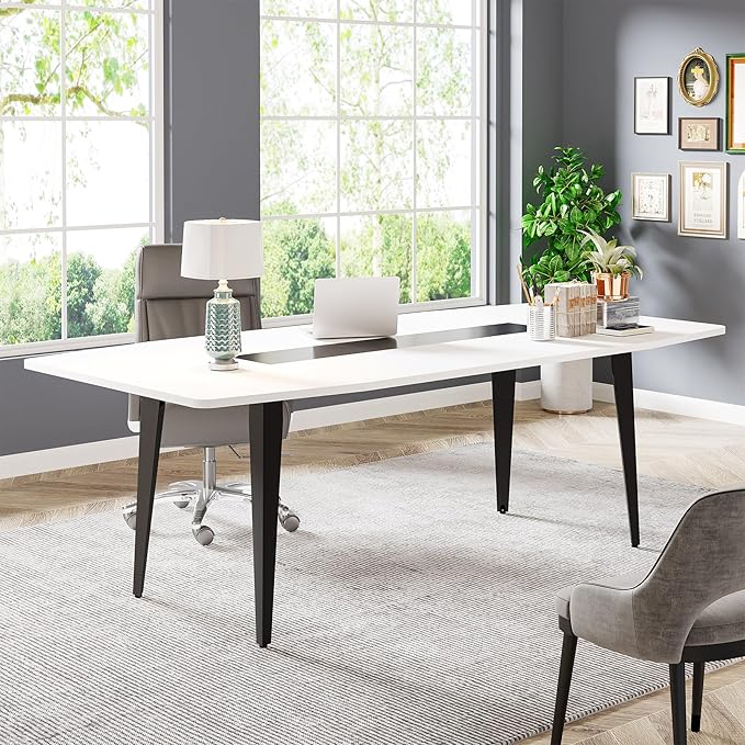 OfficeIn 70” Executive Desk – Modern Office Computer Desk with Sturdy Metal Legs, Large Boat-Shaped Workstation for Home Office