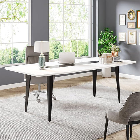 OfficeIn 70” Executive Desk – Modern Office Computer Desk with Sturdy Metal Legs, Large Boat-Shaped Workstation for Home Office