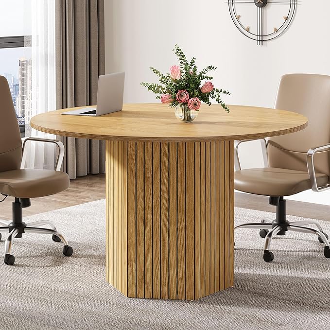 OfficeIn 47" Round Conference Table – Modern Meeting Table for 4-6 People