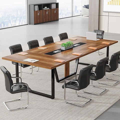 OfficeIn 8FT Conference Table – Large 10-Person Meeting & Podcast Table