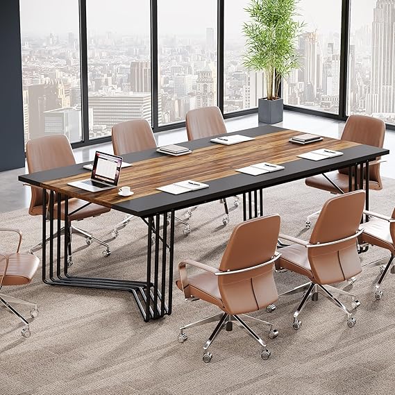 Large Conference Table for Office – Modern Meeting & Podcast Table for 8-10 People | Executive Boardroom Furniture