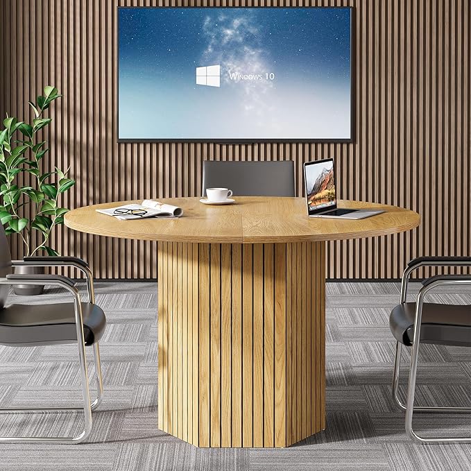 OfficeIn 47" Round Conference Table – Modern Meeting Table for 4-6 People