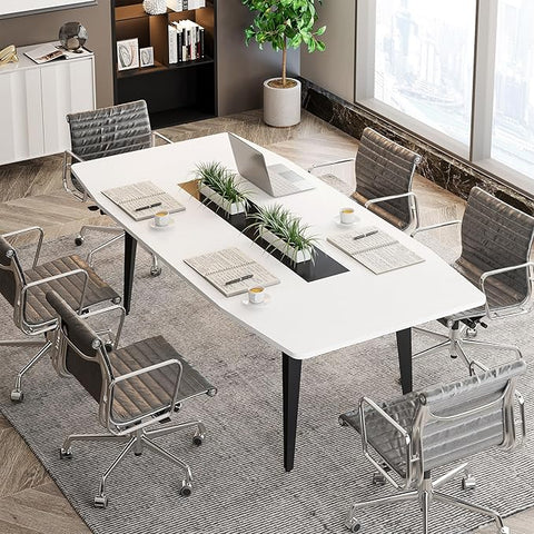 OfficeIn 70” Executive Desk – Modern Office Computer Desk with Sturdy Metal Legs, Large Boat-Shaped Workstation for Home Office