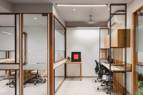 "Office In" - Urban Wood & 8mm Glass Partition