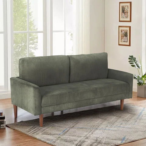 Modern Corduroy Sofa – High-Resilience Foam Cushions, Wooden Legs & Ribbed Upholstery for Stylish Comfort in Any Space