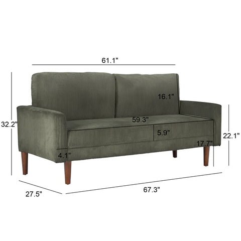 Modern Corduroy Sofa – High-Resilience Foam Cushions, Wooden Legs & Ribbed Upholstery for Stylish Comfort in Any Space