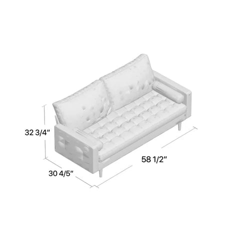 OfficeIn 59" Vegan Leather Square Arm Loveseat