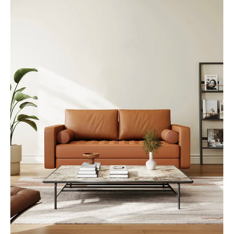 OfficeIn 59" Vegan Leather Square Arm Loveseat
