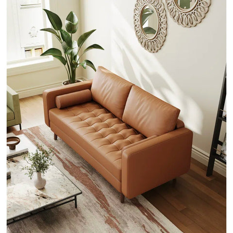 OfficeIn 59" Vegan Leather Square Arm Loveseat