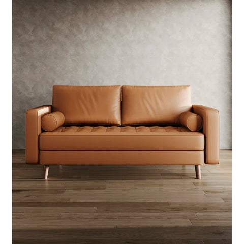 OfficeIn 59" Vegan Leather Square Arm Loveseat