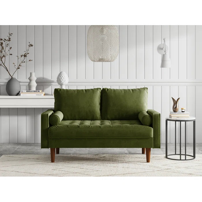 OfficeIn 58" Velvet Square Arm Tufted Seat Sofa Loveseat