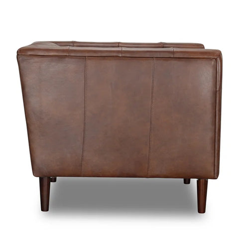 Modern Brown Leather 2-Seater Sofa for Living Room – Stylish Faux Leather Couch for Small Spaces, Office, Lounge or Reception Seating