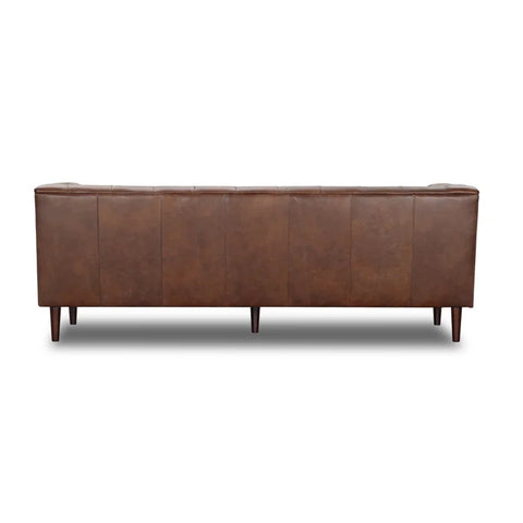 Modern Brown Leather 2-Seater Sofa for Living Room – Stylish Faux Leather Couch for Small Spaces, Office, Lounge or Reception Seating